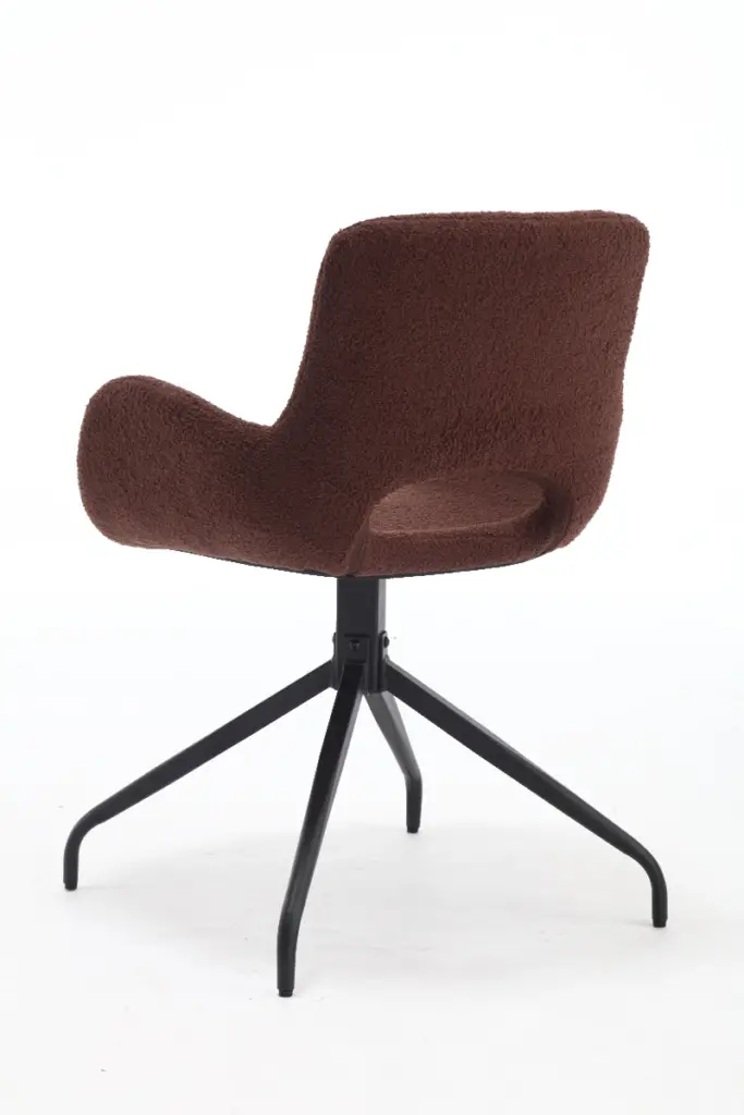 Velvet Upholstered Chair With Metal Legs Modern Accent Without Wheels Home Office Chair Desk Chair Computer Task Chair With Degree Rotating Dark Brown 3