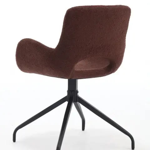 Velvet Upholstered Chair with Metal Legs Modern Accent Without Wheels Home Office Chair Desk Chair Computer Task Chair with Degree Rotating Dark Brown