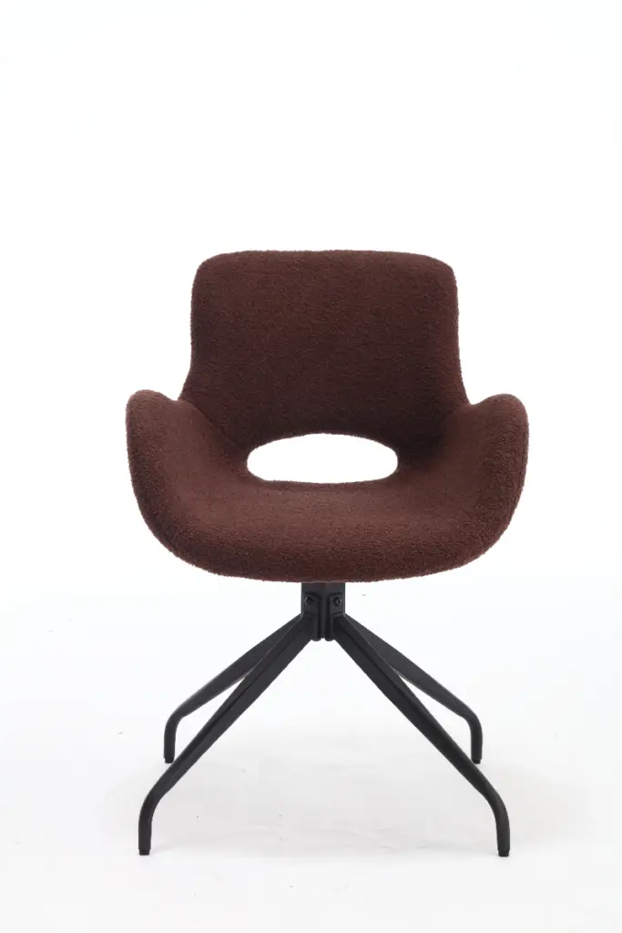 Velvet Upholstered Chair With Metal Legs Modern Accent Without Wheels Home Office Chair Desk Chair Computer Task Chair With Degree Rotating Dark Brown 5