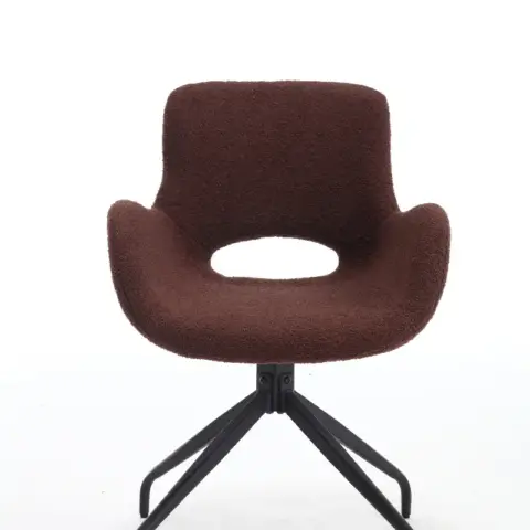 Velvet Upholstered Chair with Metal Legs Modern Accent Without Wheels Home Office Chair Desk Chair Computer Task Chair with Degree Rotating Dark Brown