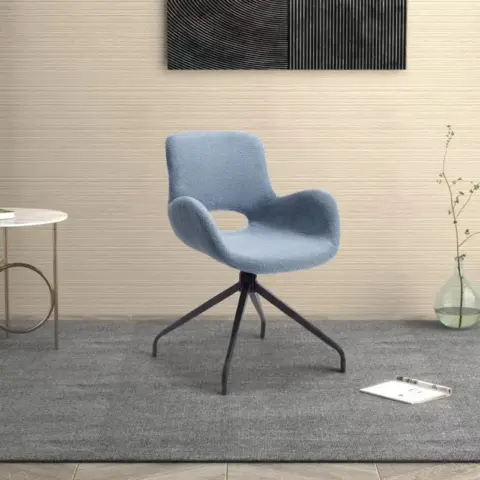 Velvet Upholstered Chair With Metal Legs,modern Accent Without Wheels, Home Office Chair Desk Chair Computer Task Chair With Degree Rotating Navy Blue 11