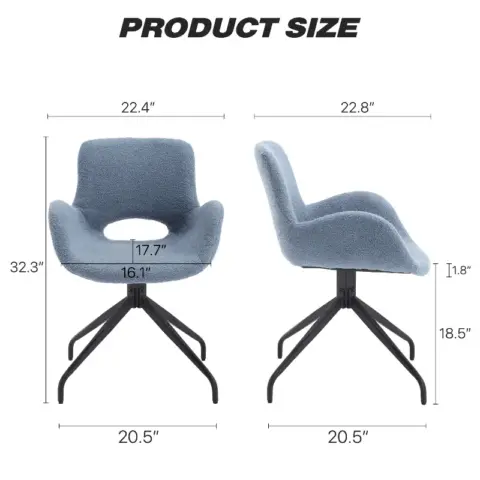 Velvet Upholstered Chair With Metal Legs,modern Accent Without Wheels, Home Office Chair Desk Chair Computer Task Chair With Degree Rotating Navy Blue 12