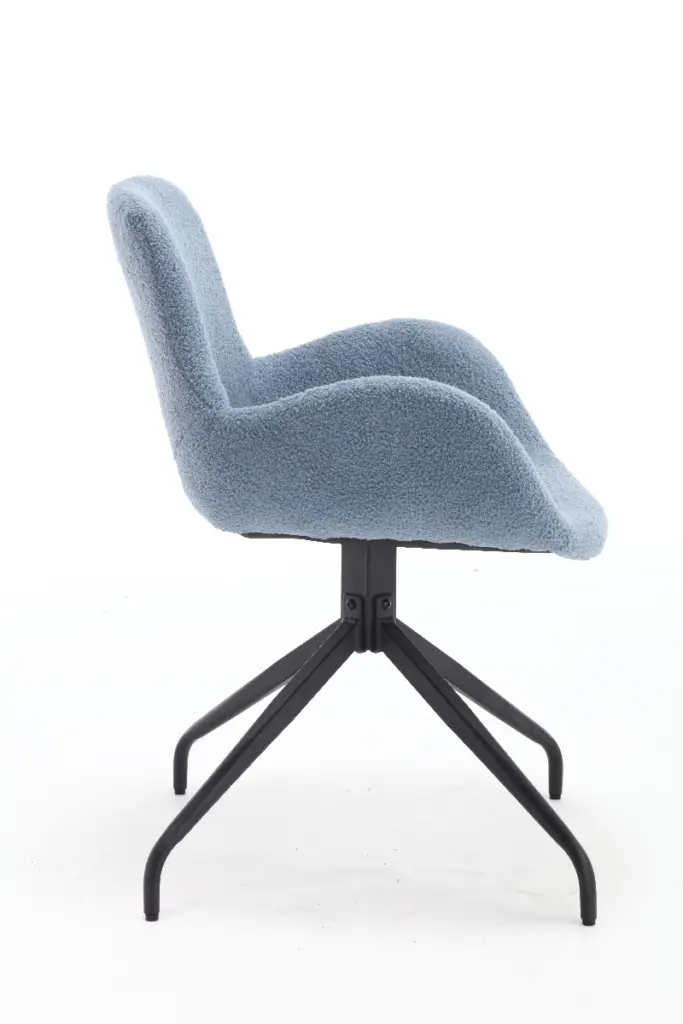 Velvet Upholstered Chair With Metal Legs,modern Accent Without Wheels, Home Office Chair Desk Chair Computer Task Chair With Degree Rotating Navy Blue 3
