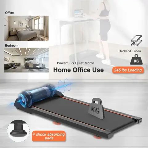 Walking Pad Under Desk Treadmill, Led Display And Remote Control Portable Treadmill For Home And Office, 2.5hp 265lbs 7