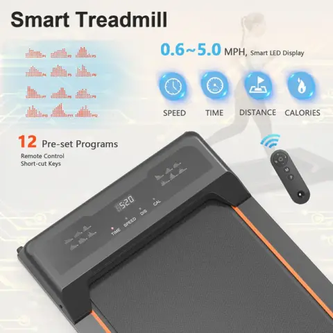 Walking Pad Under Desk Treadmill, Led Display And Remote Control Portable Treadmill For Home And Office, 2.5hp 265lbs 8