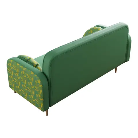 Green Loveseat Sofa With Tulip Pattern Modern Upholstered Two Seater Pu Sofa With 2 Dumpling Shaped Throw Pillows With Tulip Patterns 7