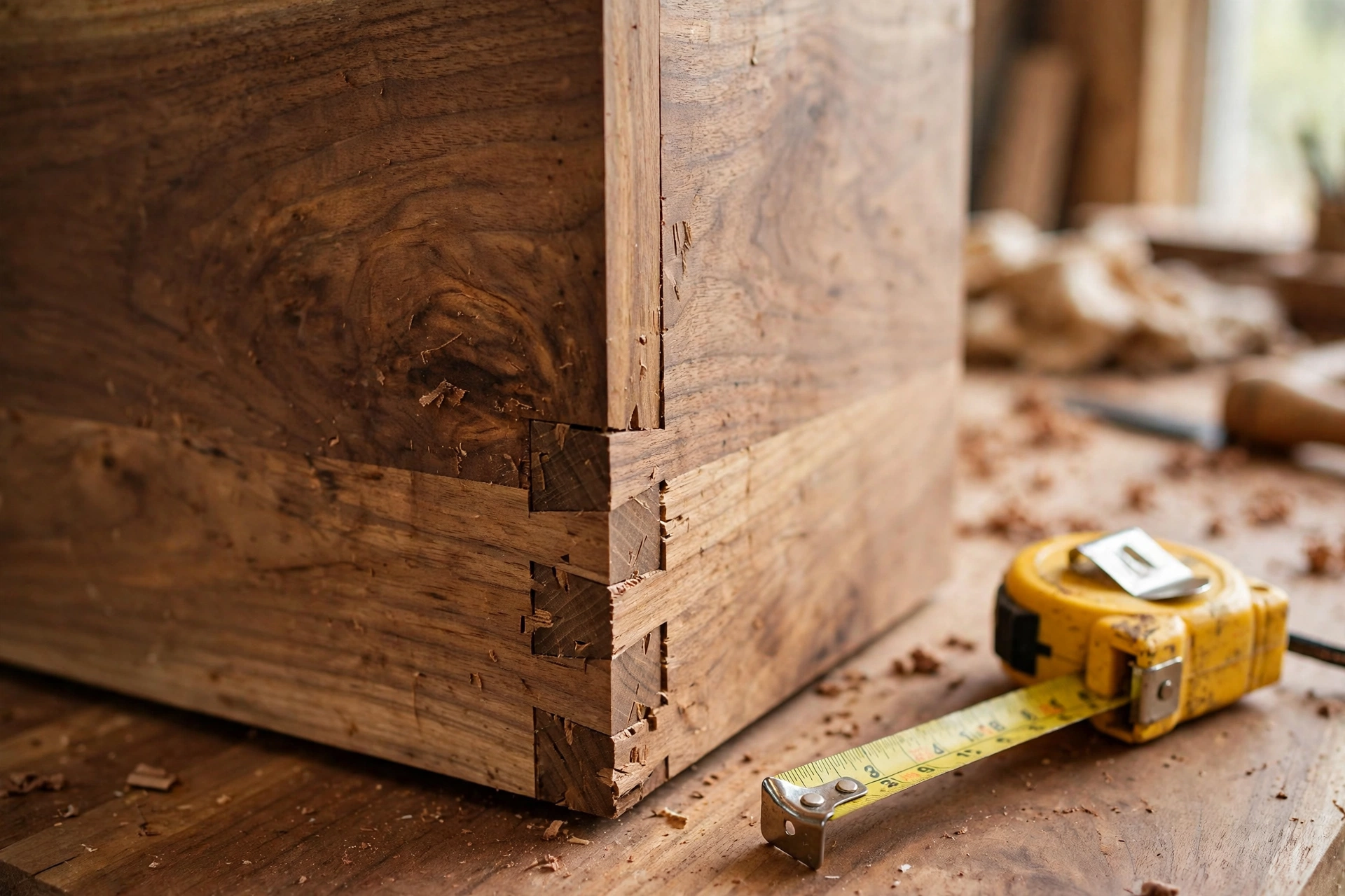 Dovetail joinery on a solid wood dresser drawer, a hallmark of durable solid wood furniture